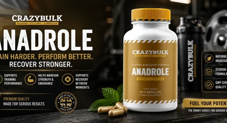 Anadrole Review Ireland featuring the CrazyBulk Anadrole supplement bottle