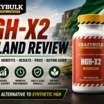 HGH-X2 Ireland review by CrazyBulk with product bottle and Irish landscape